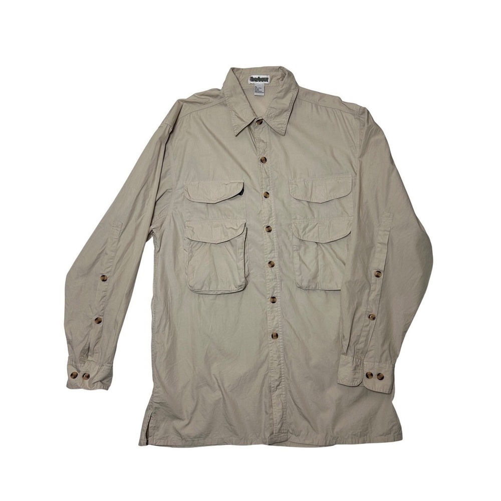 Sea Harbour Fishing Shirt Men XL 100% Cotton Vented Pockets Utility Angler Sport